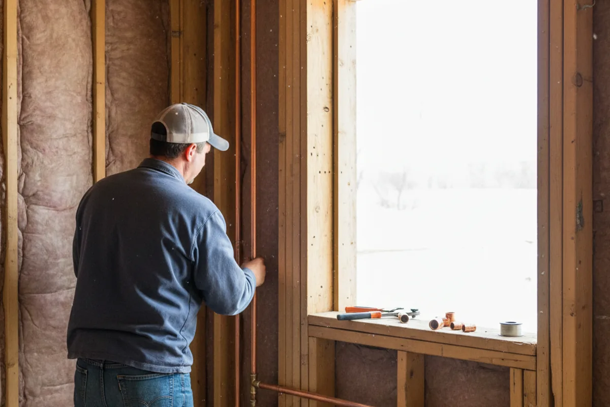 Licensed plumber running new copper supply lines in a Orchard Park home